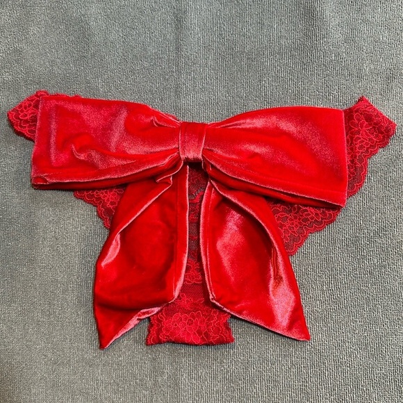Victoria’s Secret Lace and Velvet Bow Cheekini Panty Size Medium - Picture 1 of 6
